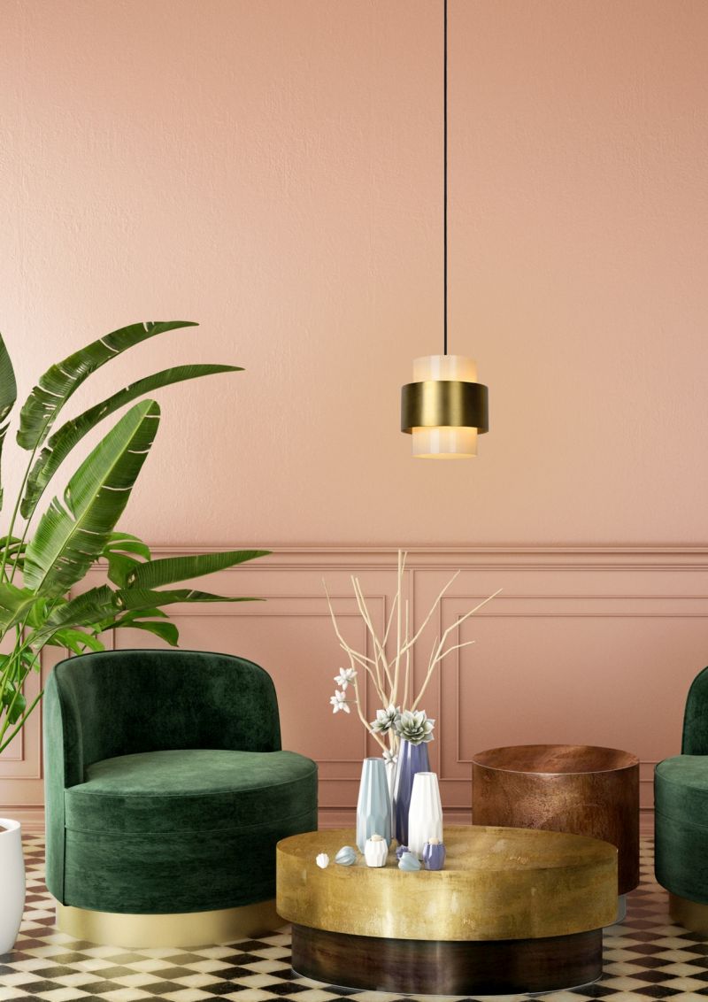 Lucide FIRMIN - Závesné svietidlo - Ø 20 cm - 1xE27 - matné zlato / mosadz